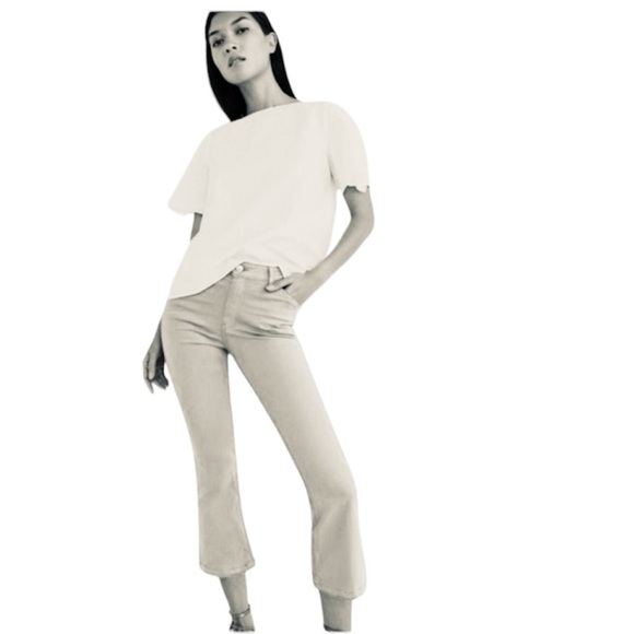 MASSIMO DUTTI skinny fit cropped yellow jeans. High Waist. Summer Fun. Size 4 - Picture 1 of 12